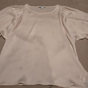 Forever 21 Cream Blouse with Puff Sleeves